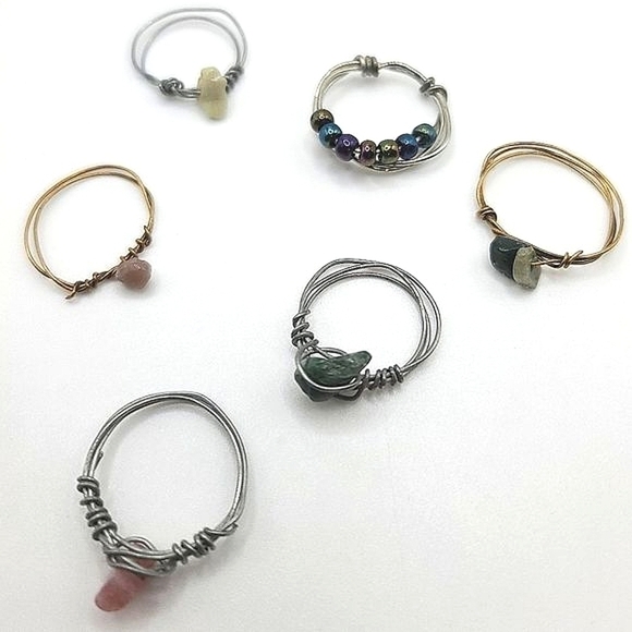 6 Boho Chic Wire Rings - Picture 3 of 11